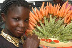 Burkina Faso: A street vendor looks for customers