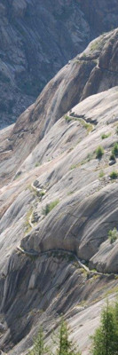 An exposed footpath near the Fiesch glacier