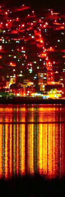 Puno and the Titicaca-lake at night (Peru)