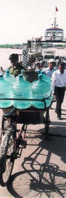 Transport of water bottles in Haiphong, Vietnam