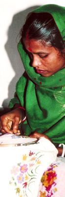 A Bangladeshi woman working on an embroidery