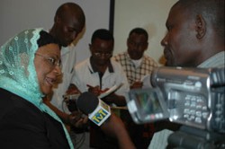 Tanzania’s Minister of Finance, Zakia Meghji, replies to questions by local media on budget support
